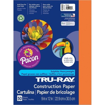 TRU-RAY Paper, Const, 9X12, Ornge, 50Sh Pk PAC103002